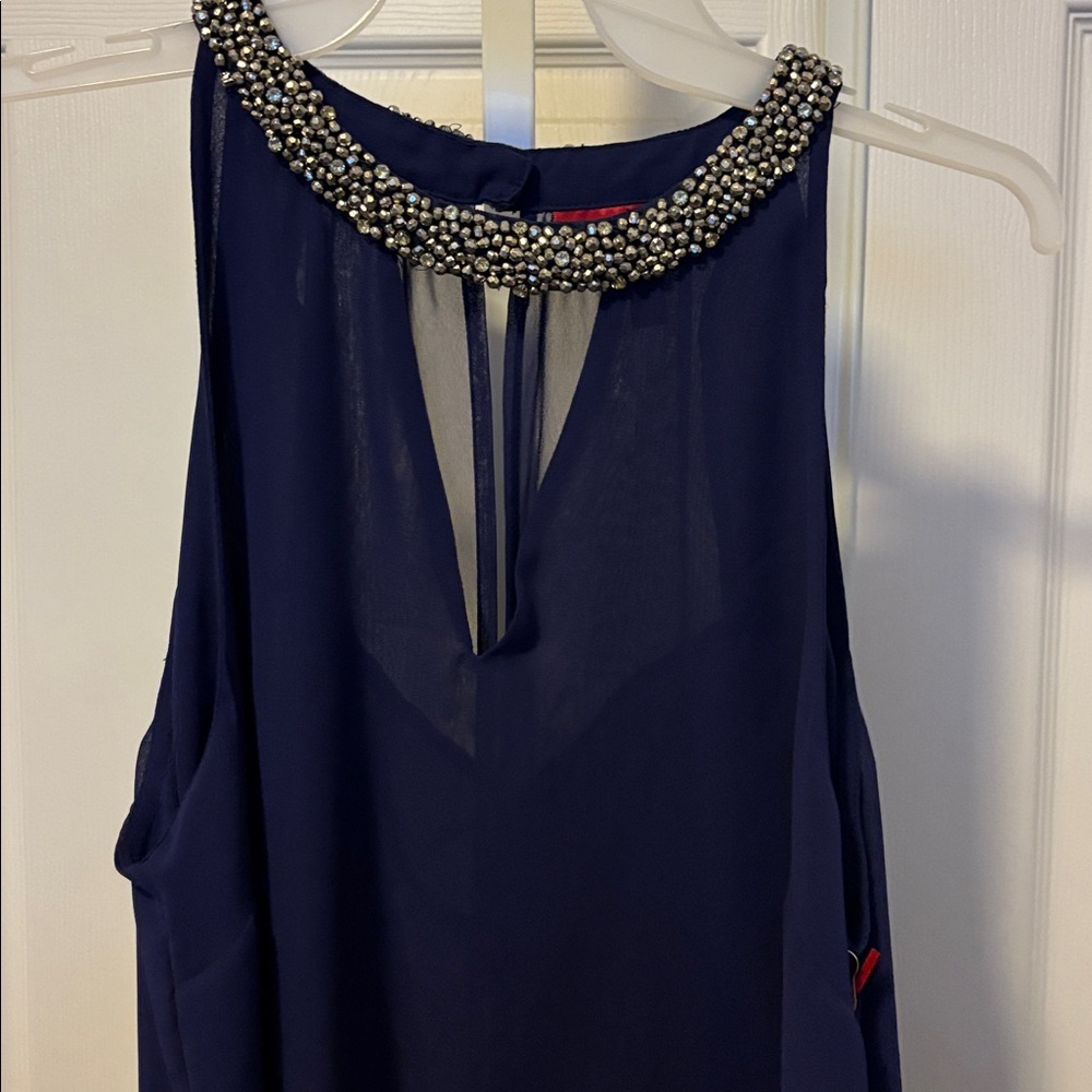 NWT JLO Purple Sleeveless Top with Embellished Collar